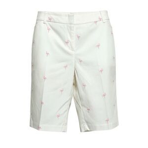 Charter Club Pink Flamingo Bermuda Shorts Women's Sz 10 White Stretch